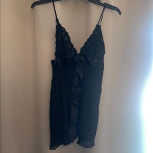 Black Lace & Satin Chemise Lingerie Top
